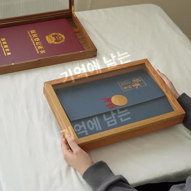 북미호두나무 강화유리 수납박스 고급 디스플레이 정리함 우드케이스 체리나무 0038-02 - 상세 이미지 4