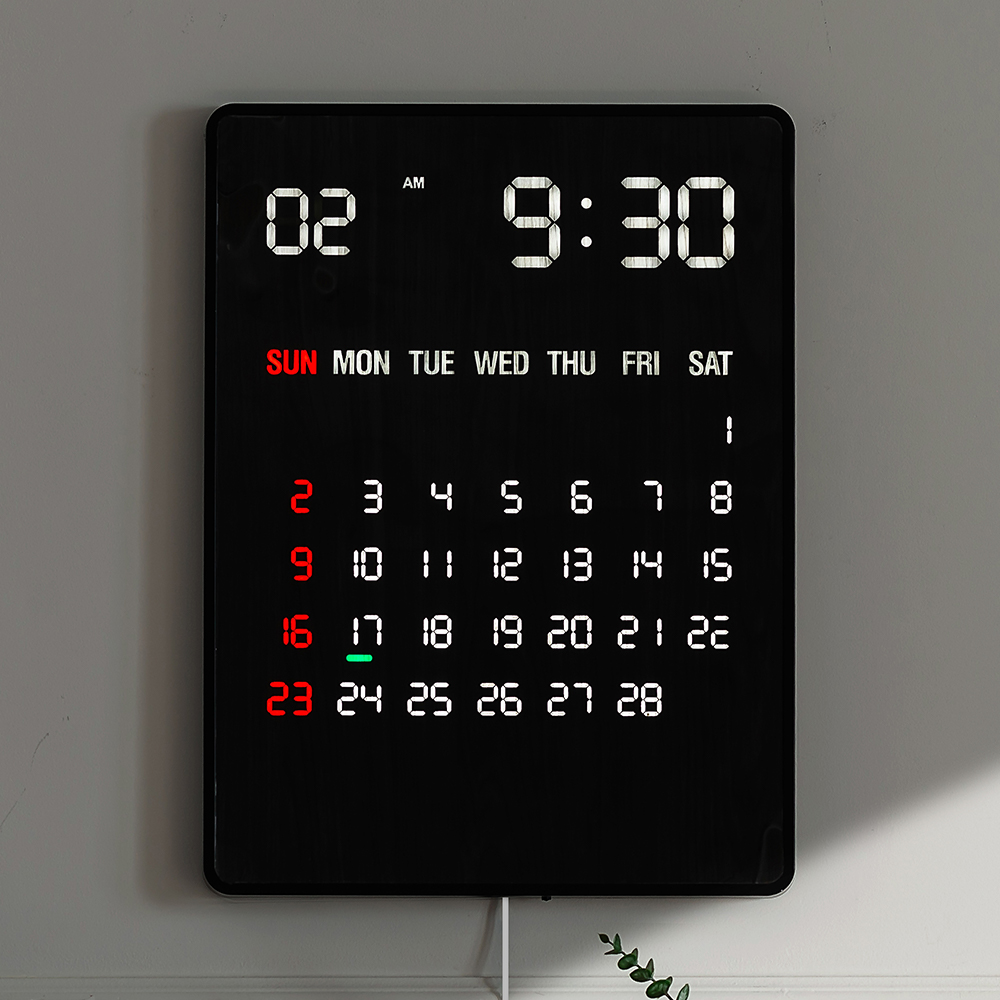국산 루나리스 GPS 전파 수신 LED 벽시계 디지털 전자 달력 인테리어 무소음 벽걸이시계 리멤버
