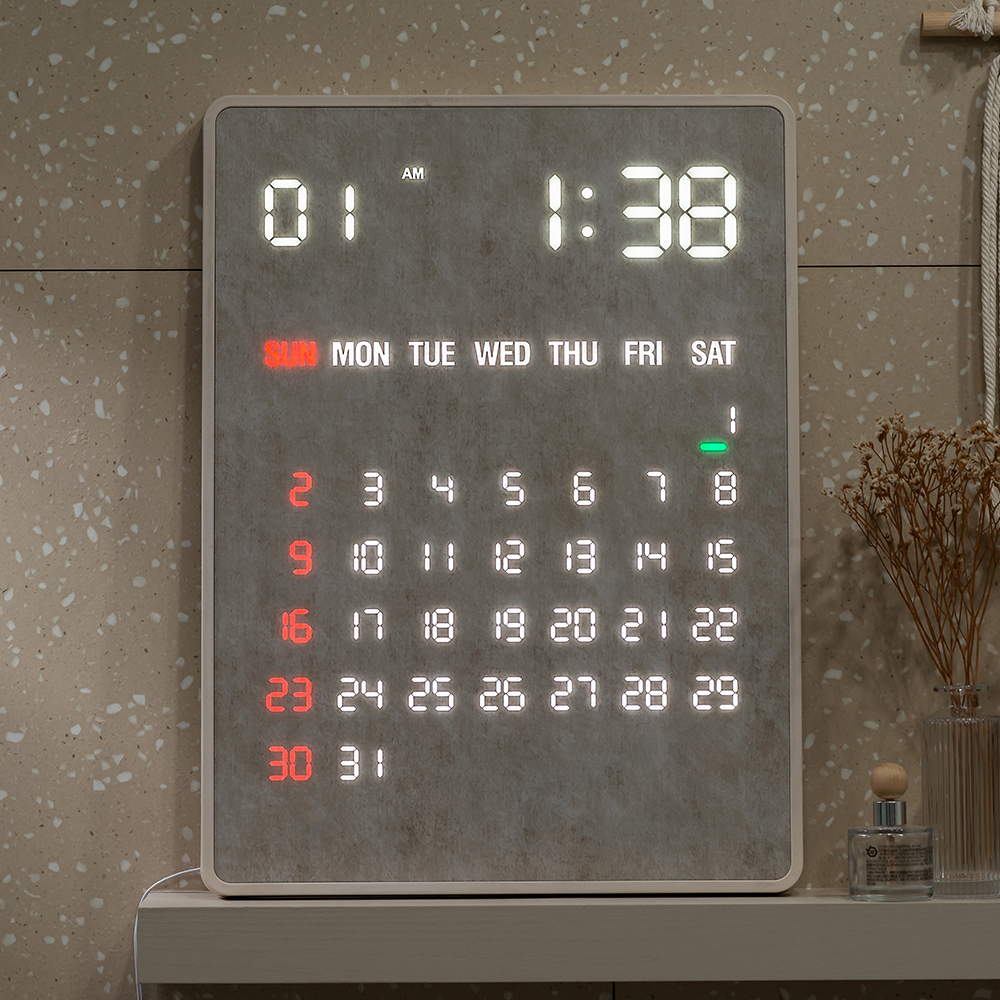 국산 루나리스 GPS 전파 수신 LED 벽시계 디지털 전자 달력 인테리어 무소음 벽걸이시계 리멤버