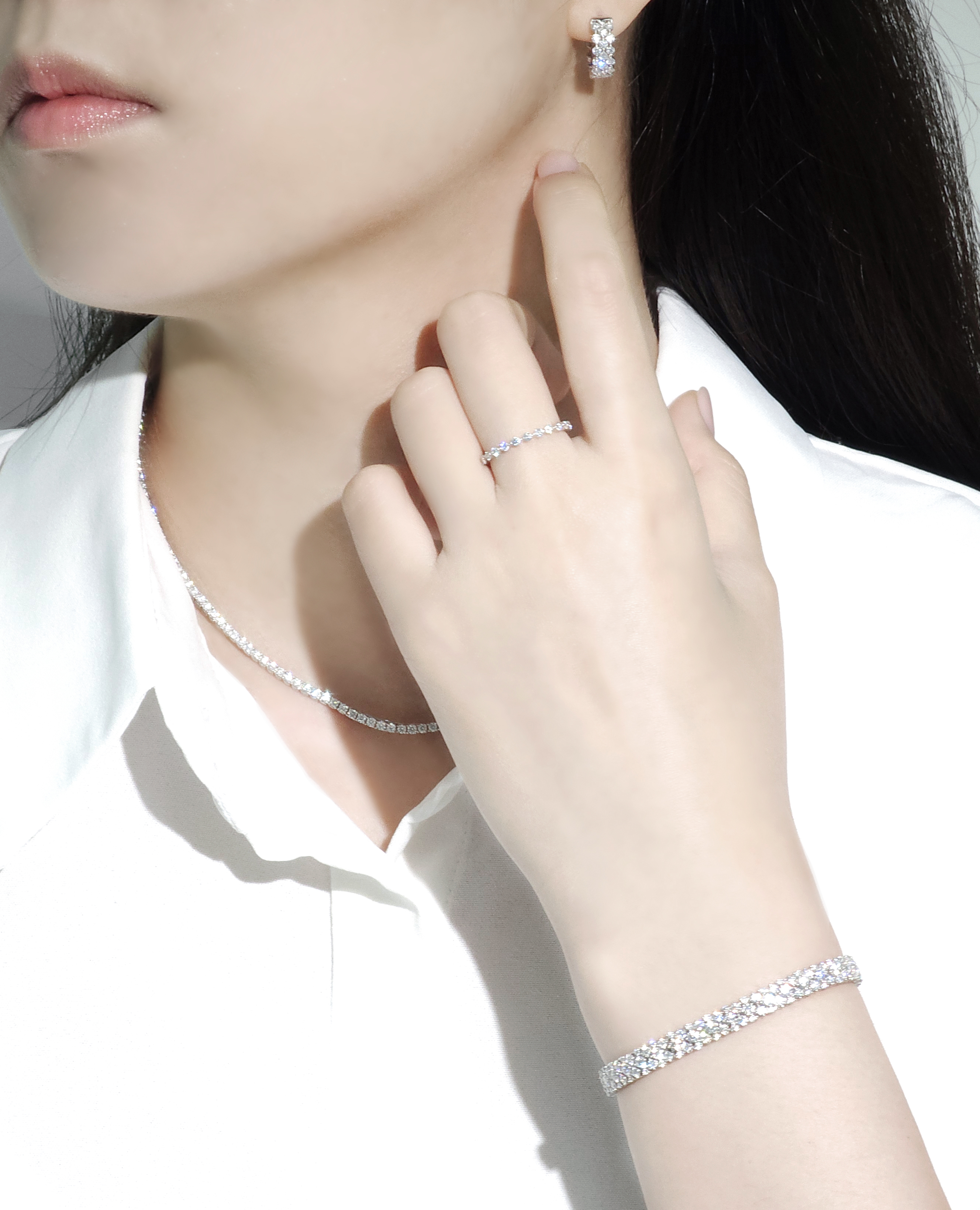 랩다이아 반지 1줄 브릴리언트 랩다이아몬드 모이사나이트 14k 18k - 상세 이미지 5