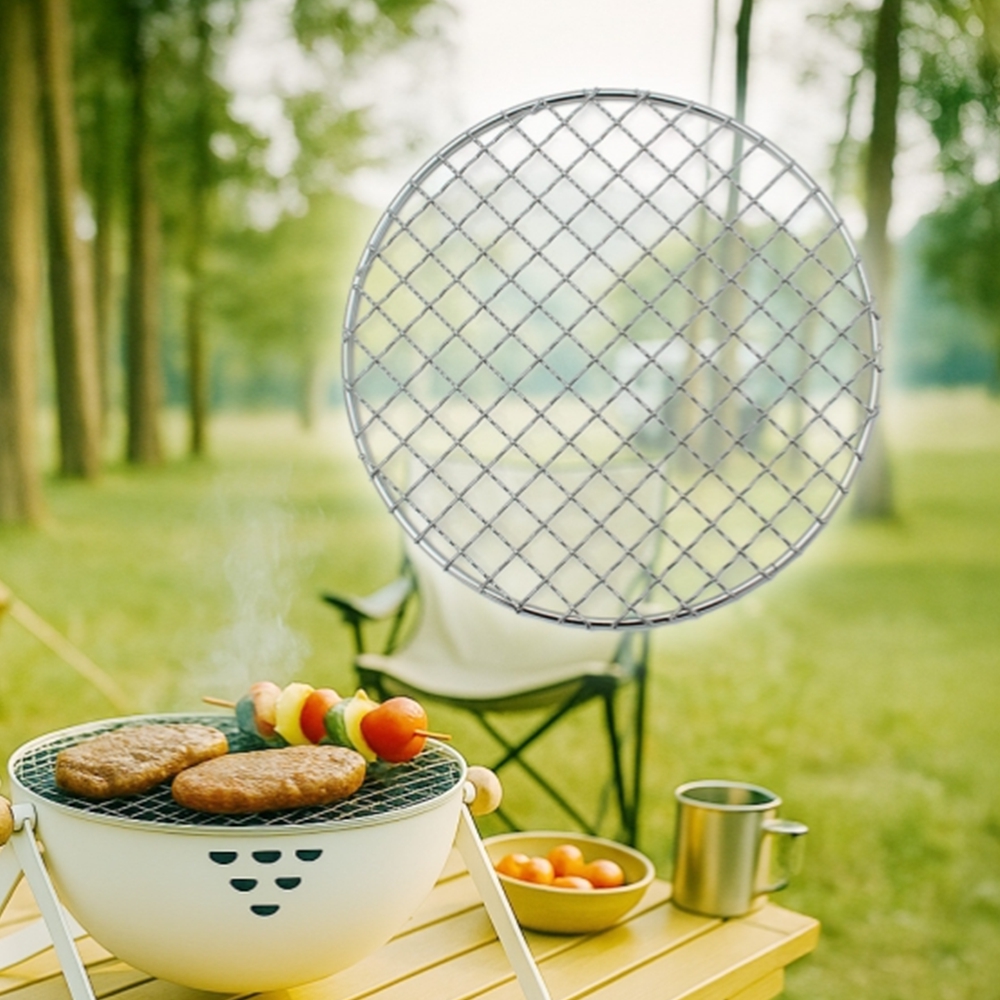 캠핑 고기석쇠 원형불판 스테이크 꼬치 바비큐 화로석쇠 20cm