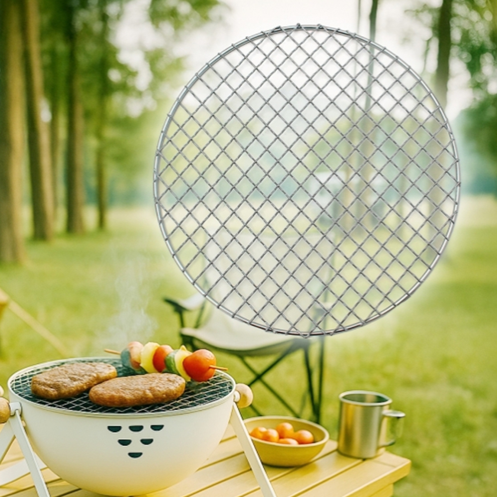 스텐 원형 화로석쇠 캠핑 석쇠 조개구이 꼬치 그물불판 26cm