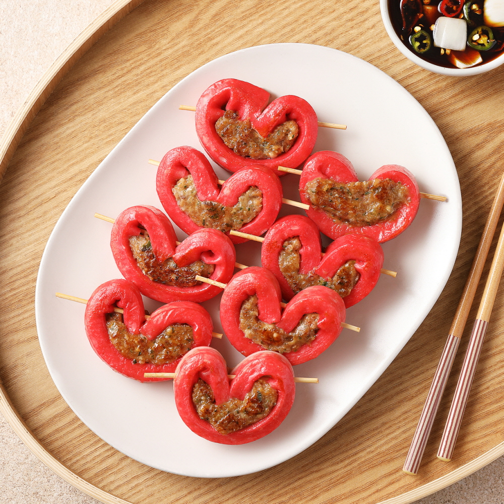 [푸딩팩토리] 하트랑땡! 하트육전 1kg (50g x 20ea) 맛살꼬치전 비쥬얼 도시락반찬 - 상세 이미지 3