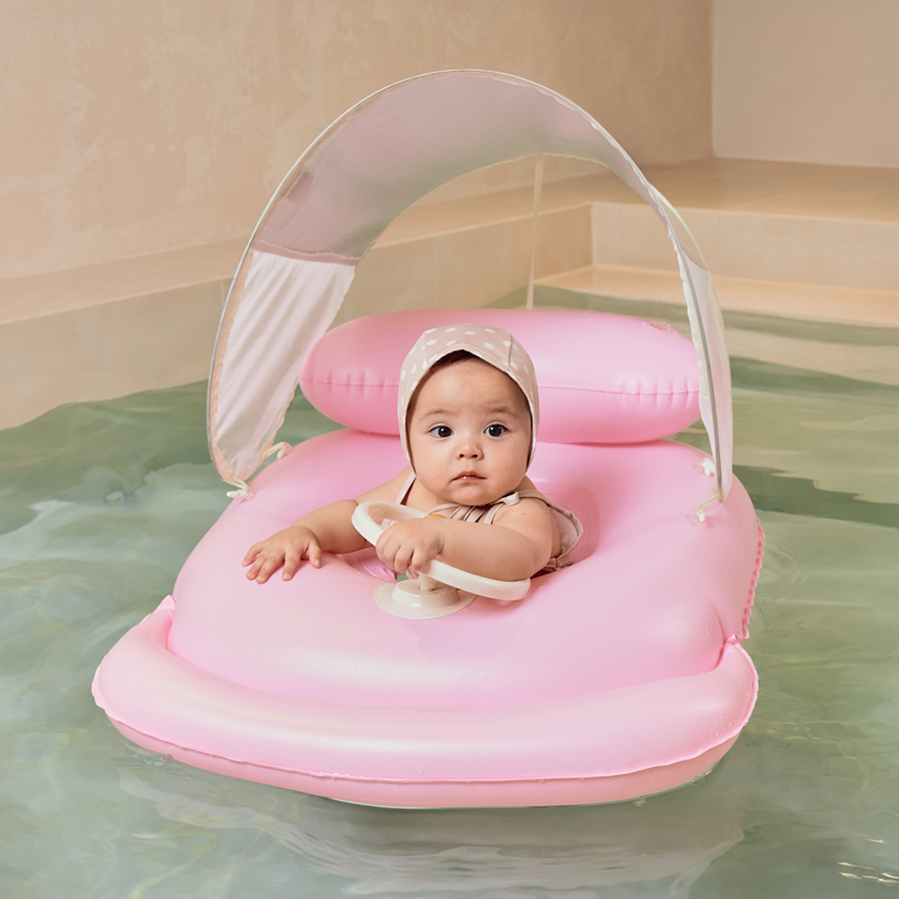 스윔어바웃 그늘막 자동차 보행기튜브 아기 유아 감성 쿠션 핸들 물놀이 튜브