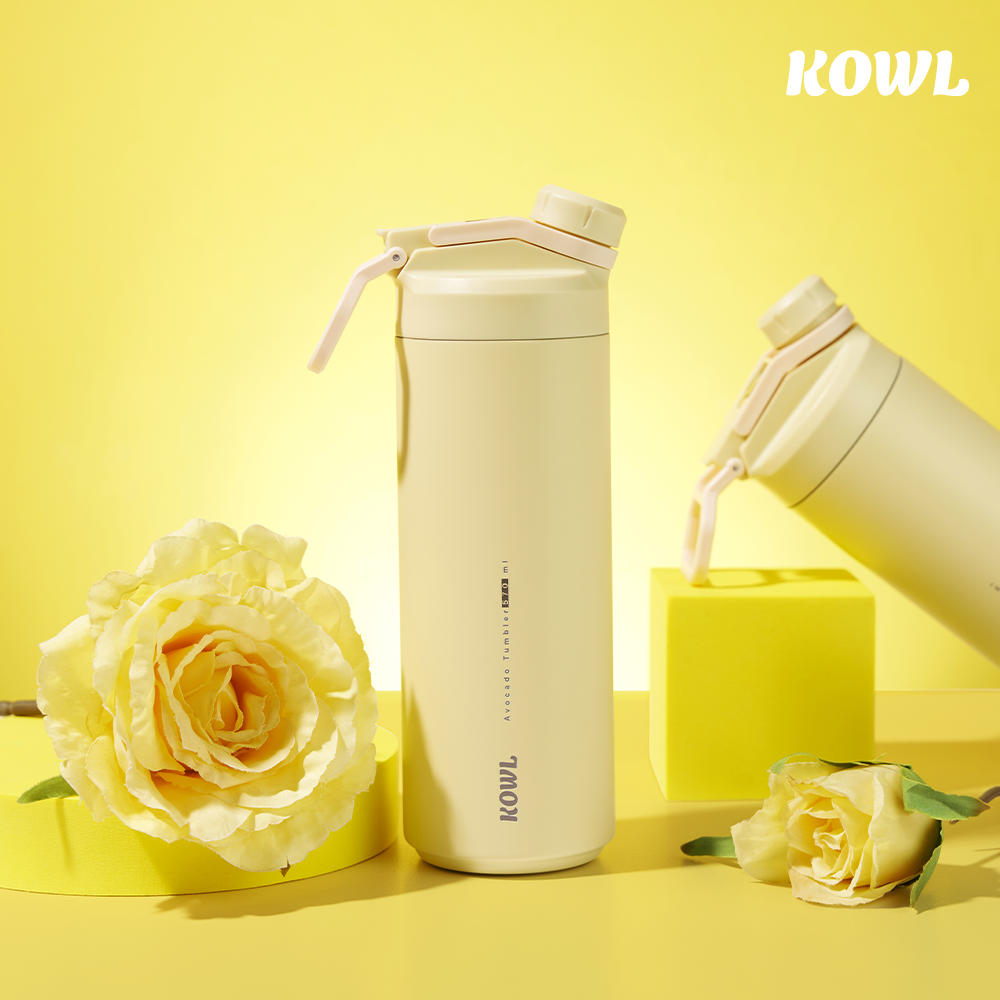 코울 아보카도 듀얼 스파우트 빨대 손잡이 휴대용 진공 보온보냉 텀블러 570ml - 상품 이미지