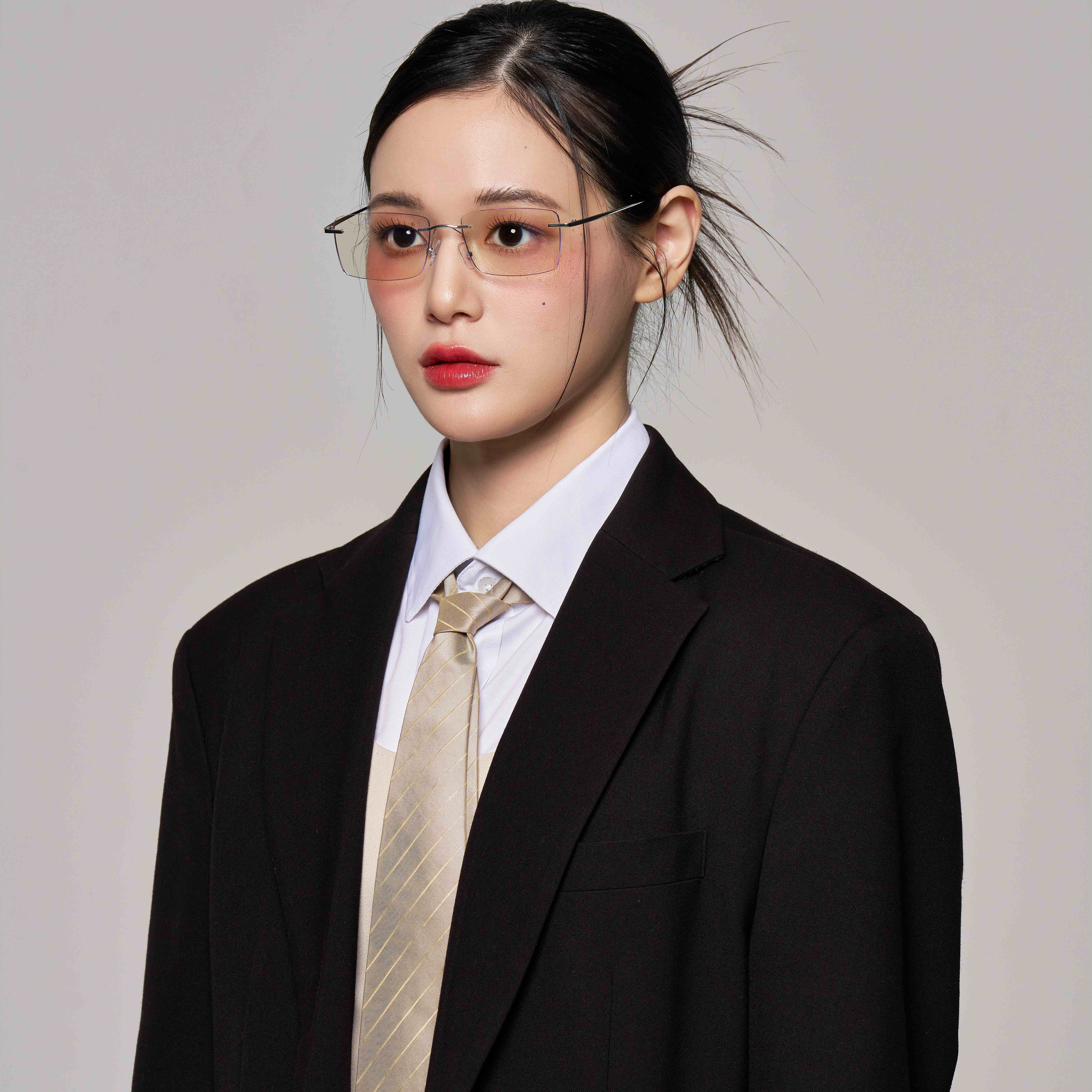 긱시크 안경테 사각 투명 무테 안경 빈티지 가벼운 블루라이트차단 PC 모니터 보호