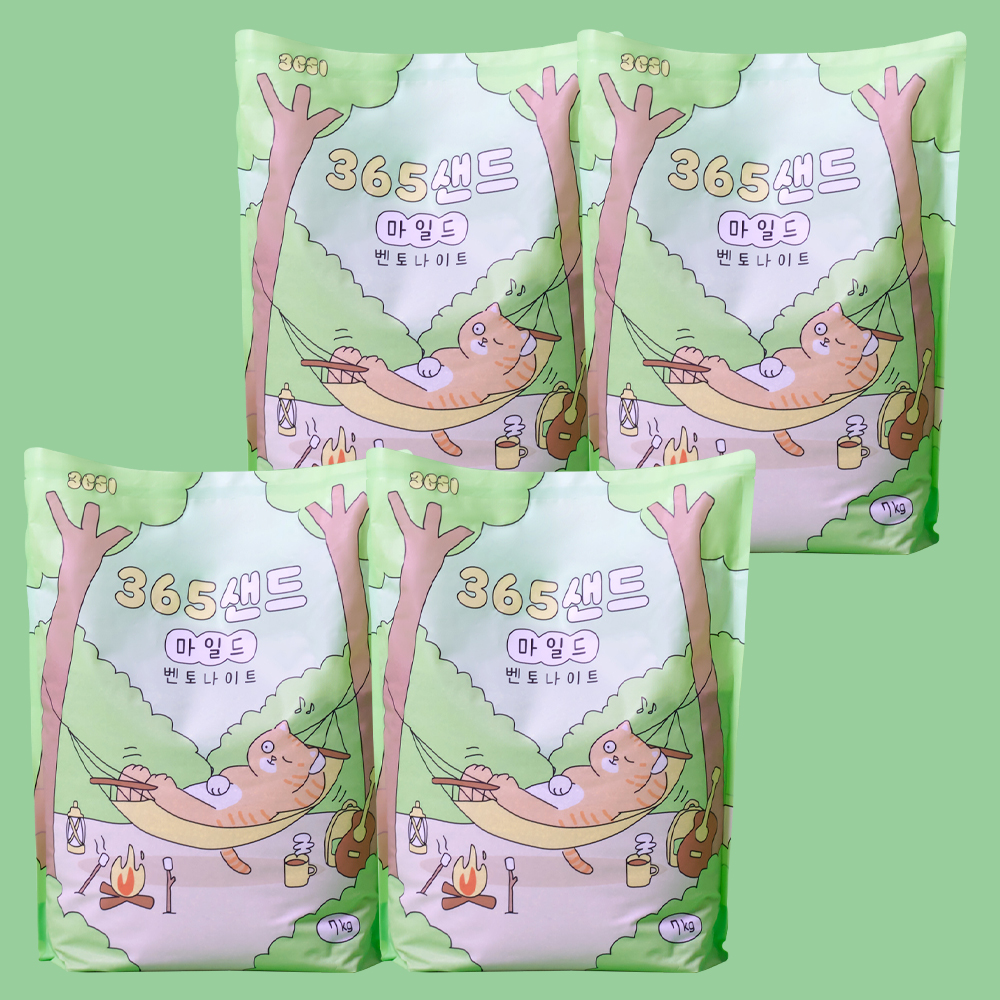 3651 365샌드 벤토나이트 마일드 고양이 모래 7kg, 4개