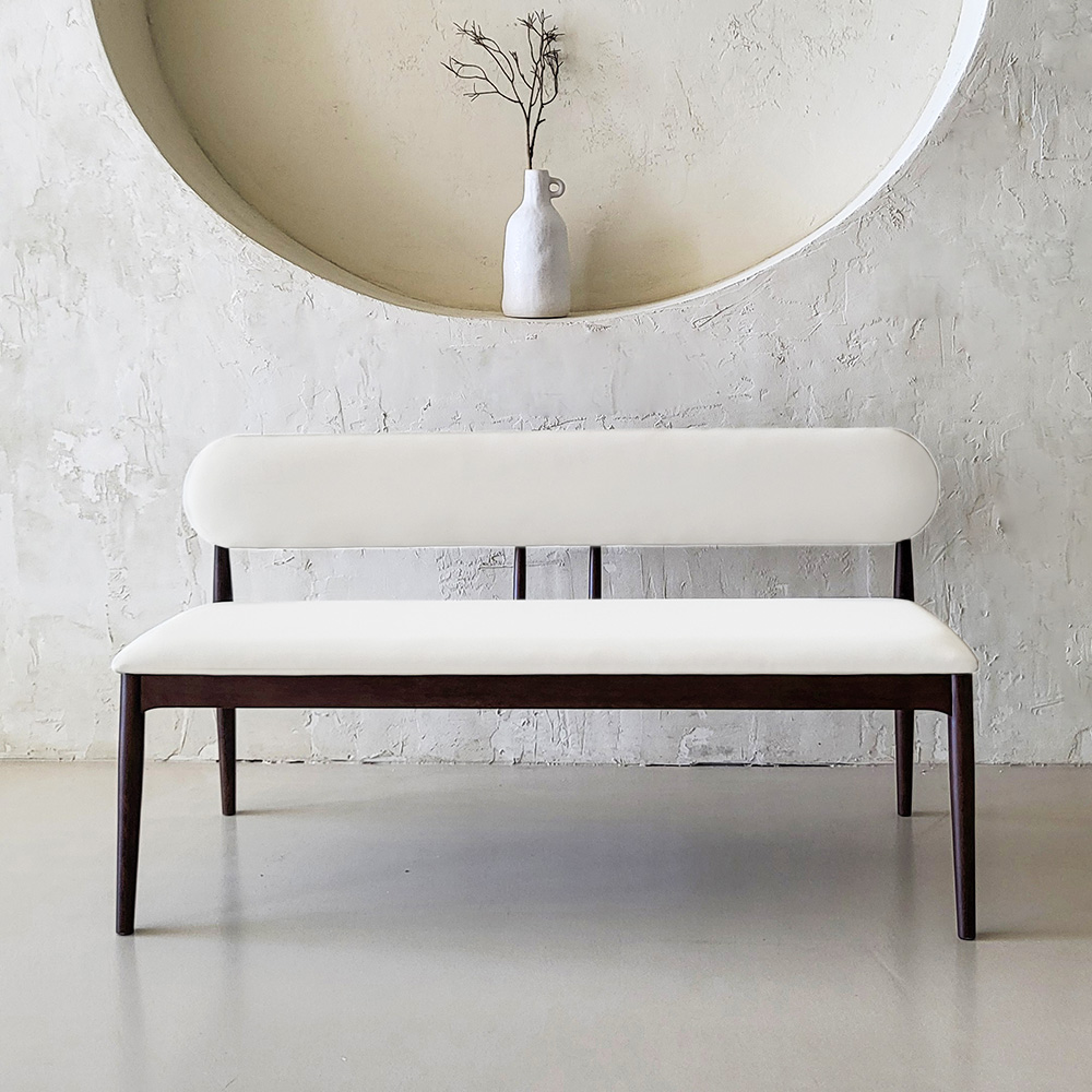 스코나 마르시 원목 실리콘레더 가죽 3인 등받이 벤치 의자