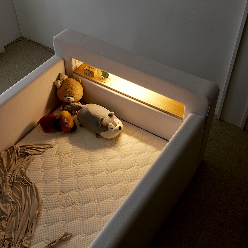 페라모 코코 데이베드 친환경 자재 패브릭 조명 저상형 아기 SS 침대 프레임 안전가드 3개