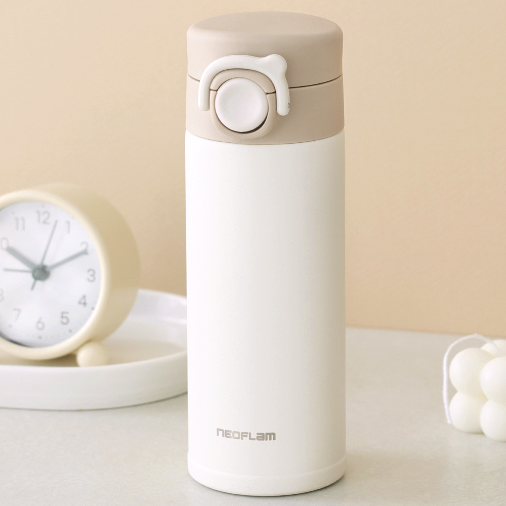 네오플램 보온병 보냉병 원터치 유치원 초등학생 어린이집 텀블러 350ml, 아이보리