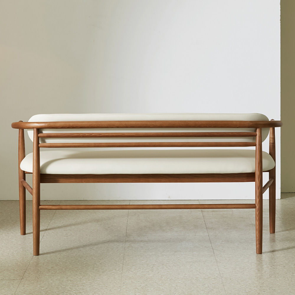 스코나 아벨스 애쉬 원목 실리콘레더 가죽 3인 등받이 벤치 의자