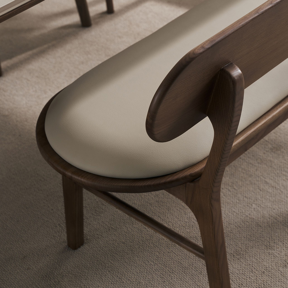 스코나 에킨스 물푸레 애쉬 원목 실리콘레더 가죽 2인 등받이 벤치 의자