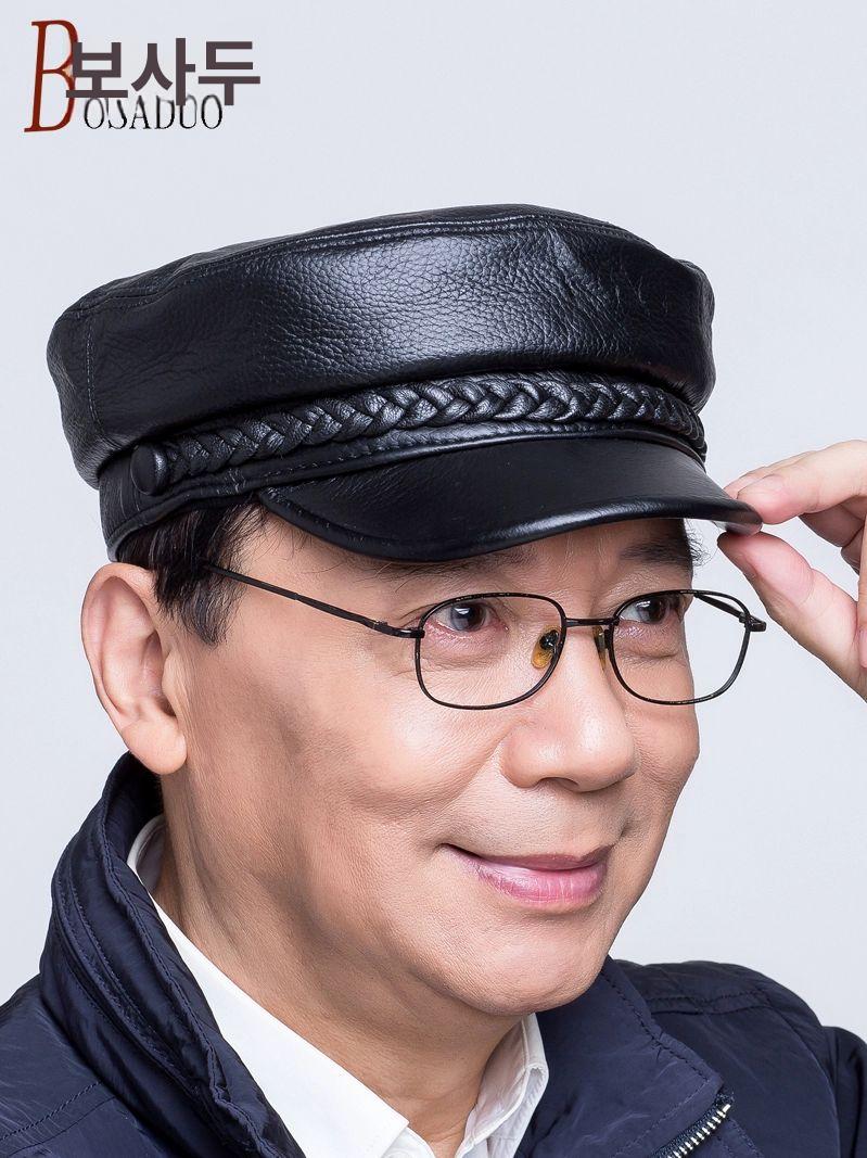 가죽 베레모 마도로스 플랫 패션캡 가죽모자 가죽캡 블랙-스타일 1 M 55-56cm 조절 가능 - 상세 이미지 2