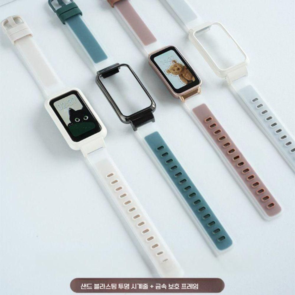 화웨이밴드 10세대 스트랩 메탈 커넥터 반투명 누들 실리콘 밴드 이미지 8