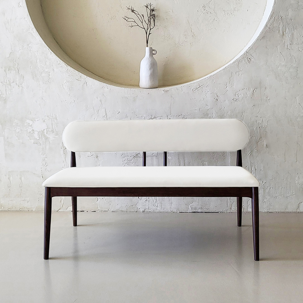 스코나 마르시 원목 실리콘레더 가죽 2인 등받이 벤치 의자