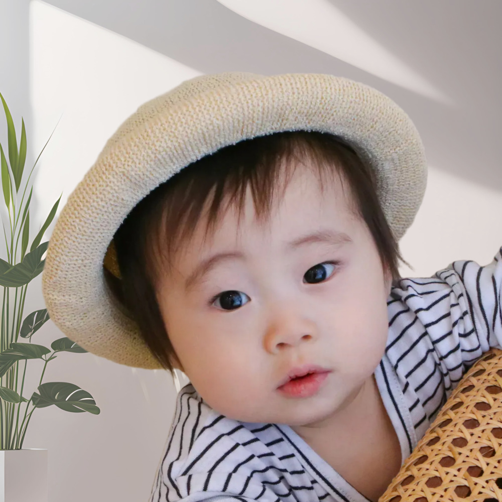 가족사진 아기모자 여름 니트 비니 돌돌 와치캡 돌사진 촬영용 - 메인 이미지