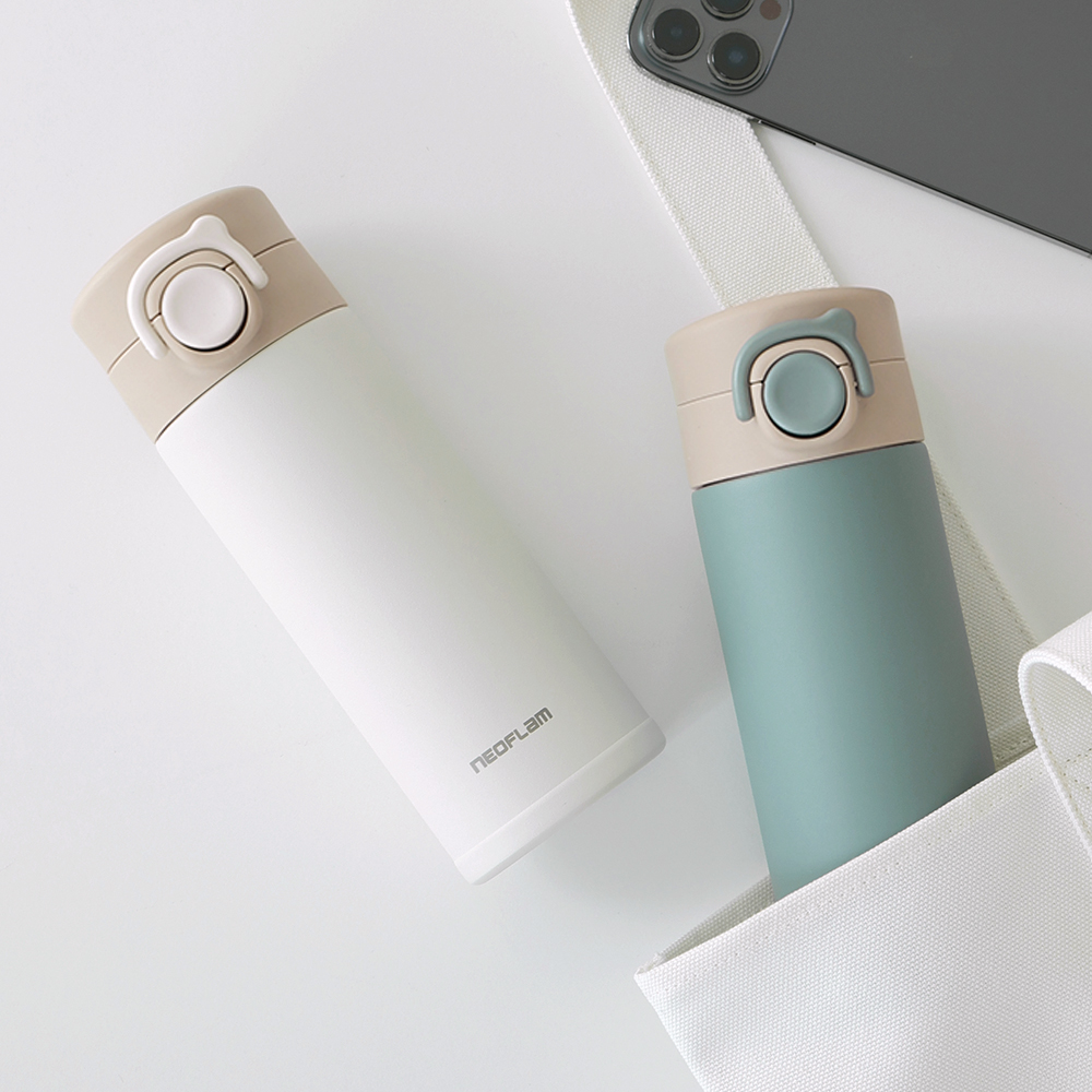 네오플램 보온병 보냉병 원터치 유치원 초등학생 어린이집 텀블러 350ml, 아이보리