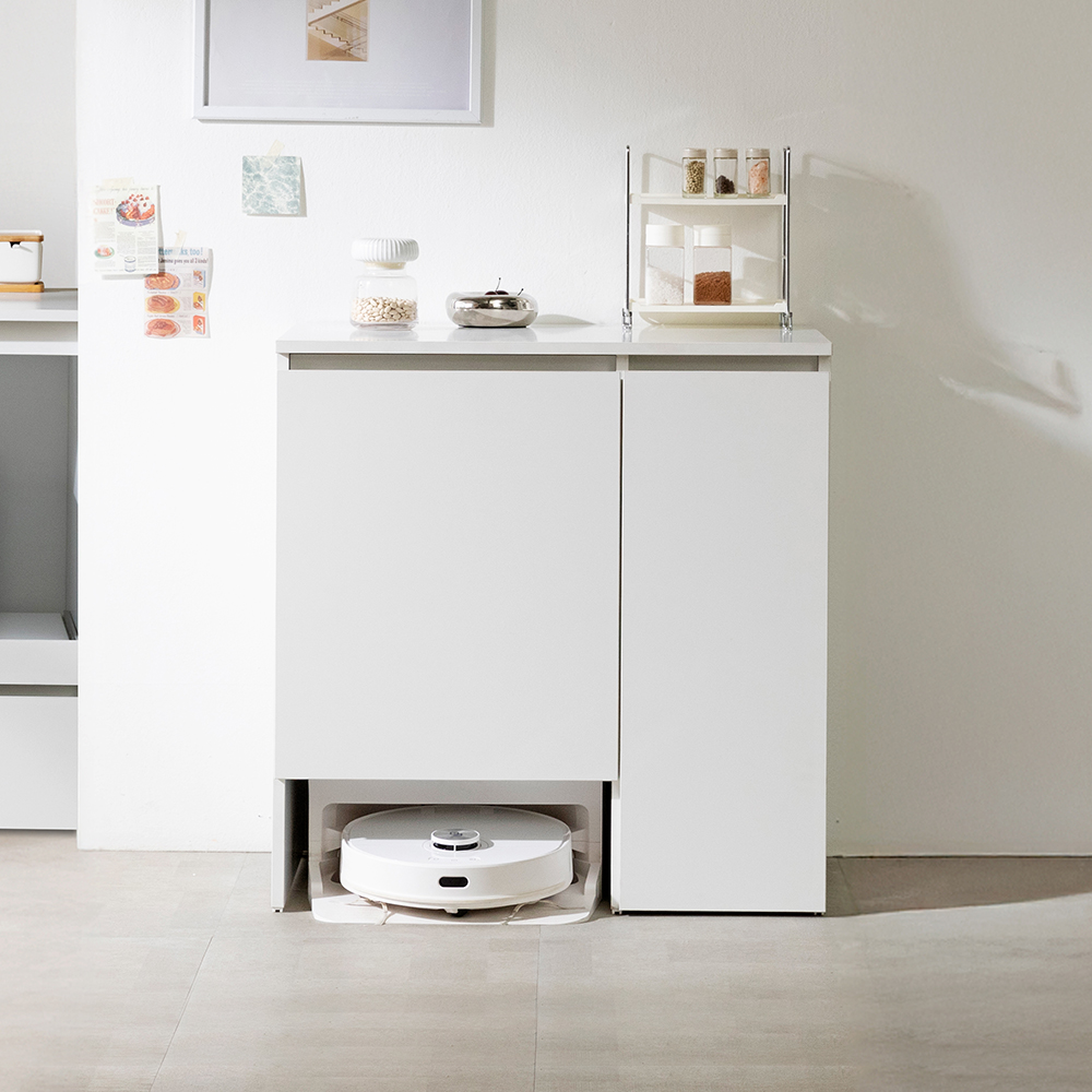 [N포인트 1만]무토 홈카페 선반 로봇청소기 수납장 로봇청소기장_800, 2단, 화이트