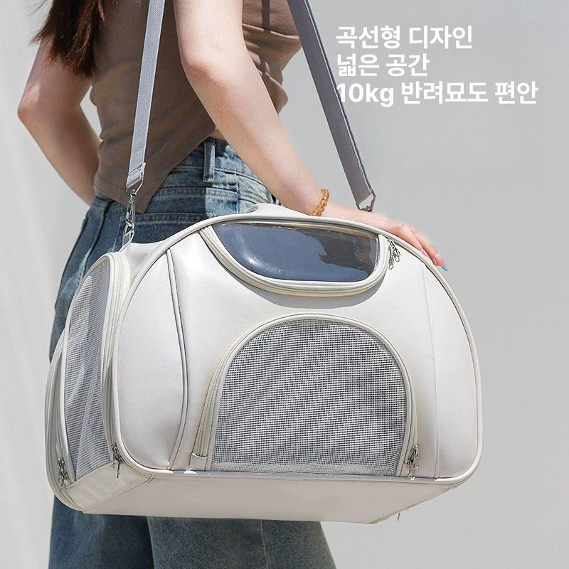 고양이이동가방 외출 휴대용 강아지가방 대용량 가벼운 애완견캐리어 켄넬 베이지 - 상세 이미지 4