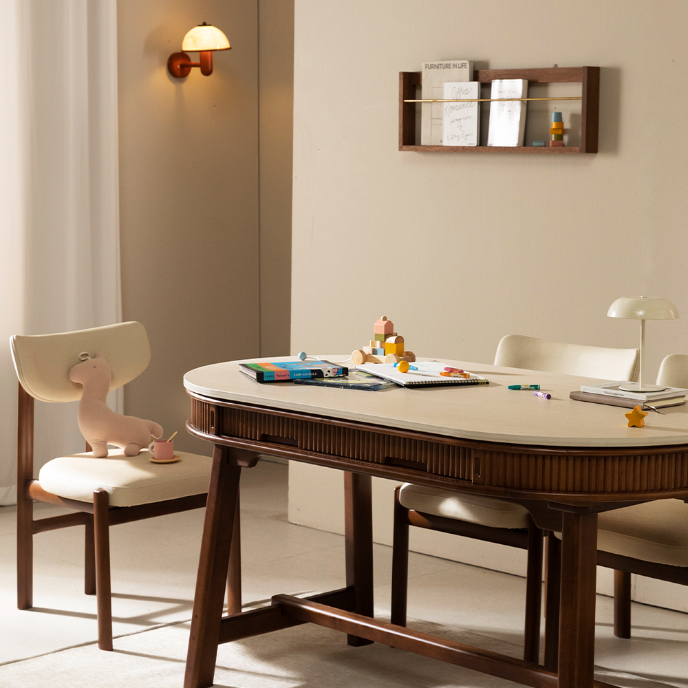 [4인 타원 식탁] 미코하임 비너스 18T 양면 포세린 세라믹 식탁 서랍형 수납 원목 테이블 1500mm, 타원(월넛)