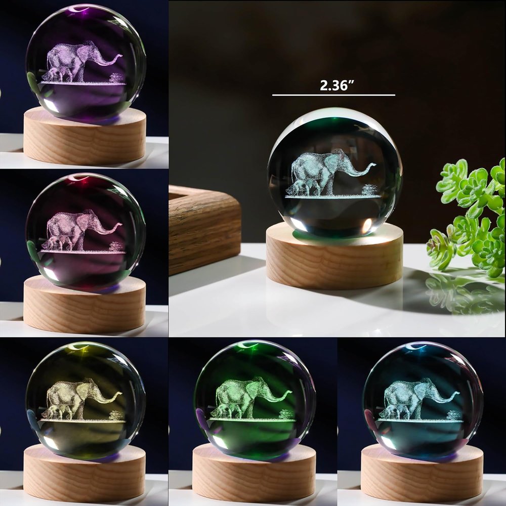 크리스탈 코끼리 장식 조명 인테리어 선물 Precious Memorial 3D 레이저 각인 : 제이에이치상사6