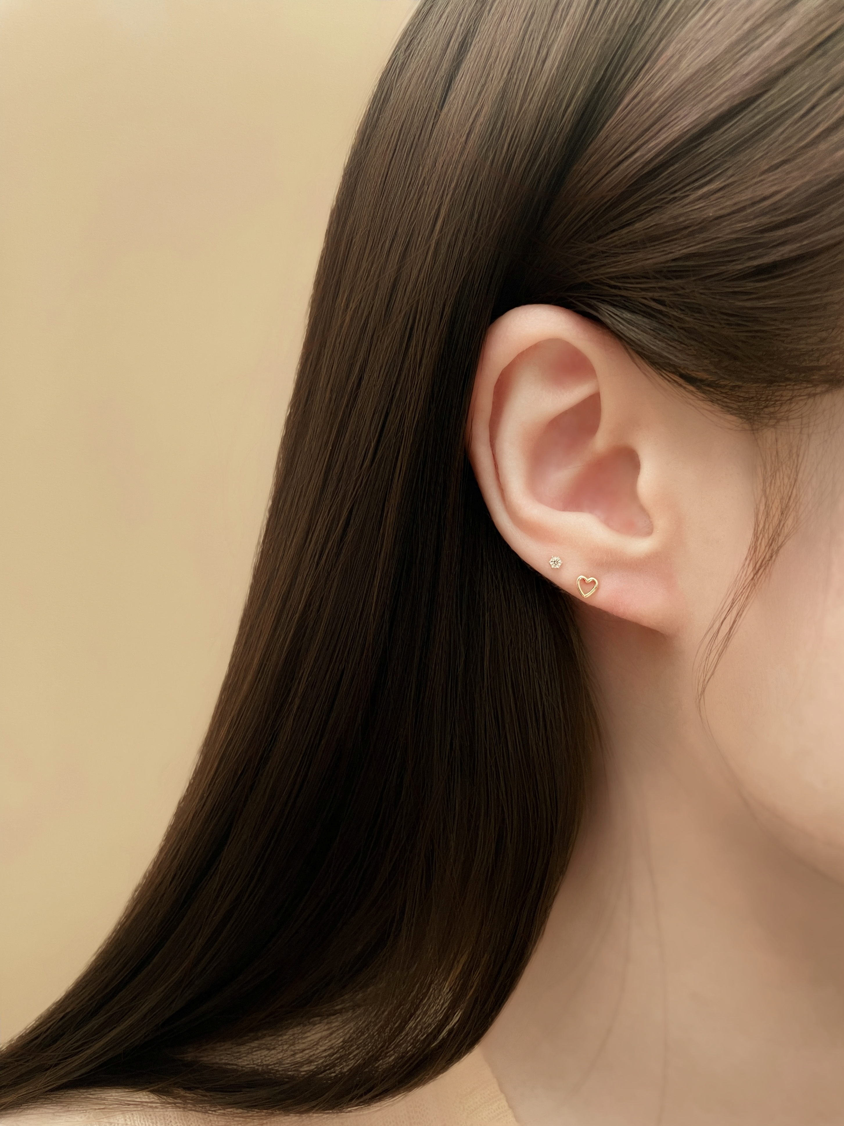 14k 심플 하트 라인 귀걸이 피어싱 기본 데일리 골드 아웃컨츠 귓바퀴 레이어드 이미지 7