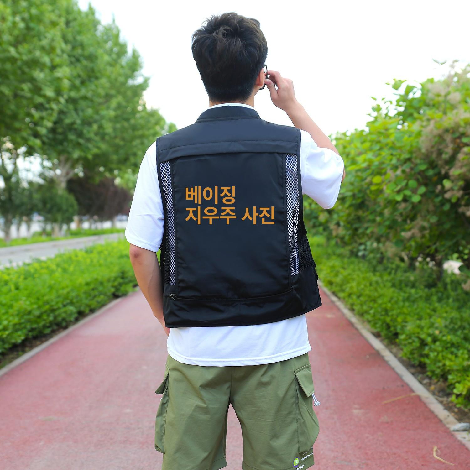 남성용 통기성 경량 조끼 여름 낚시 촬영 야외 작업 다목적 패딩형 라이트카키 메쉬 - 상세 이미지 2