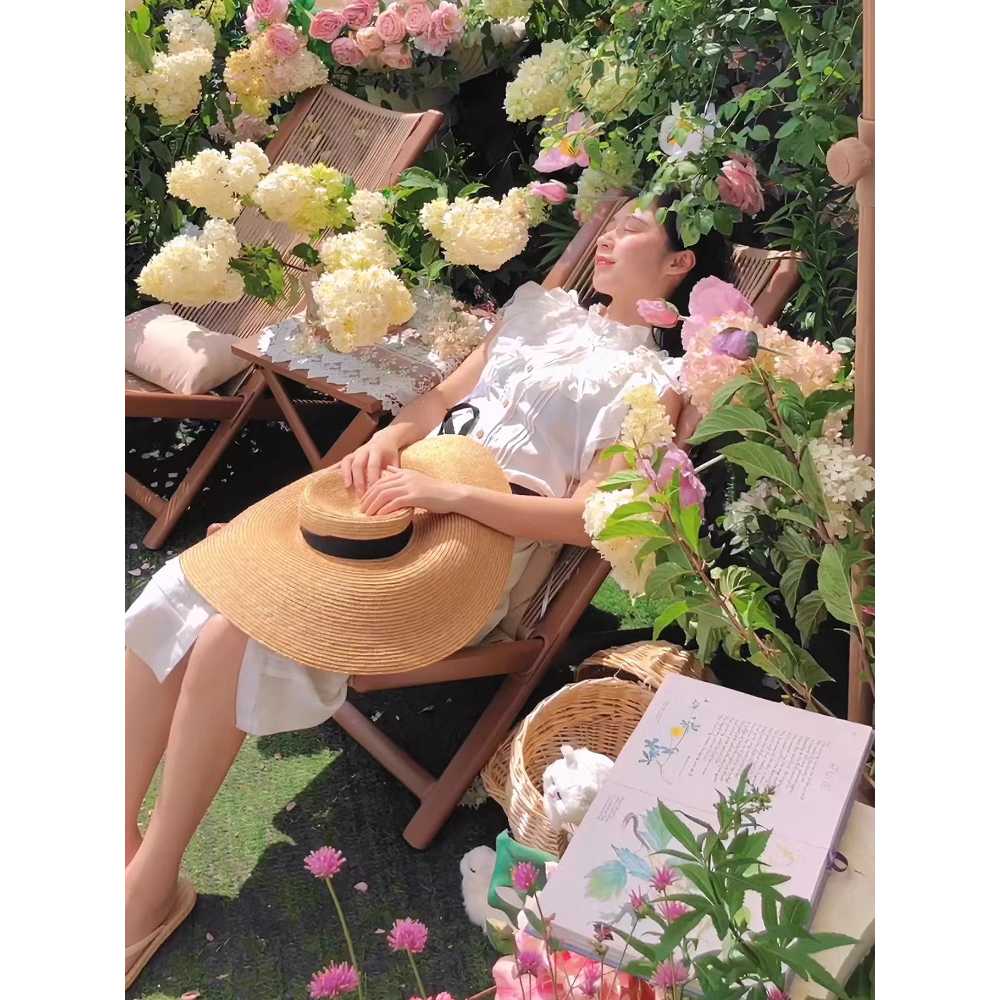 카페 등받이 라탄의자 발코니 정원 야외 펜션 체어 - 상세 이미지 3