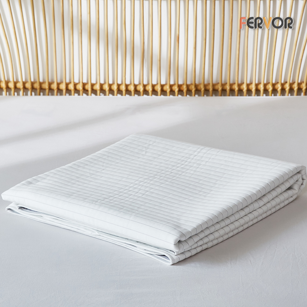 퍼보 휴비스 듀라론 에오로쿨 냉감패드 쿨매트 소파침대러그 스트라이프 화이트, SS(슈퍼싱글)