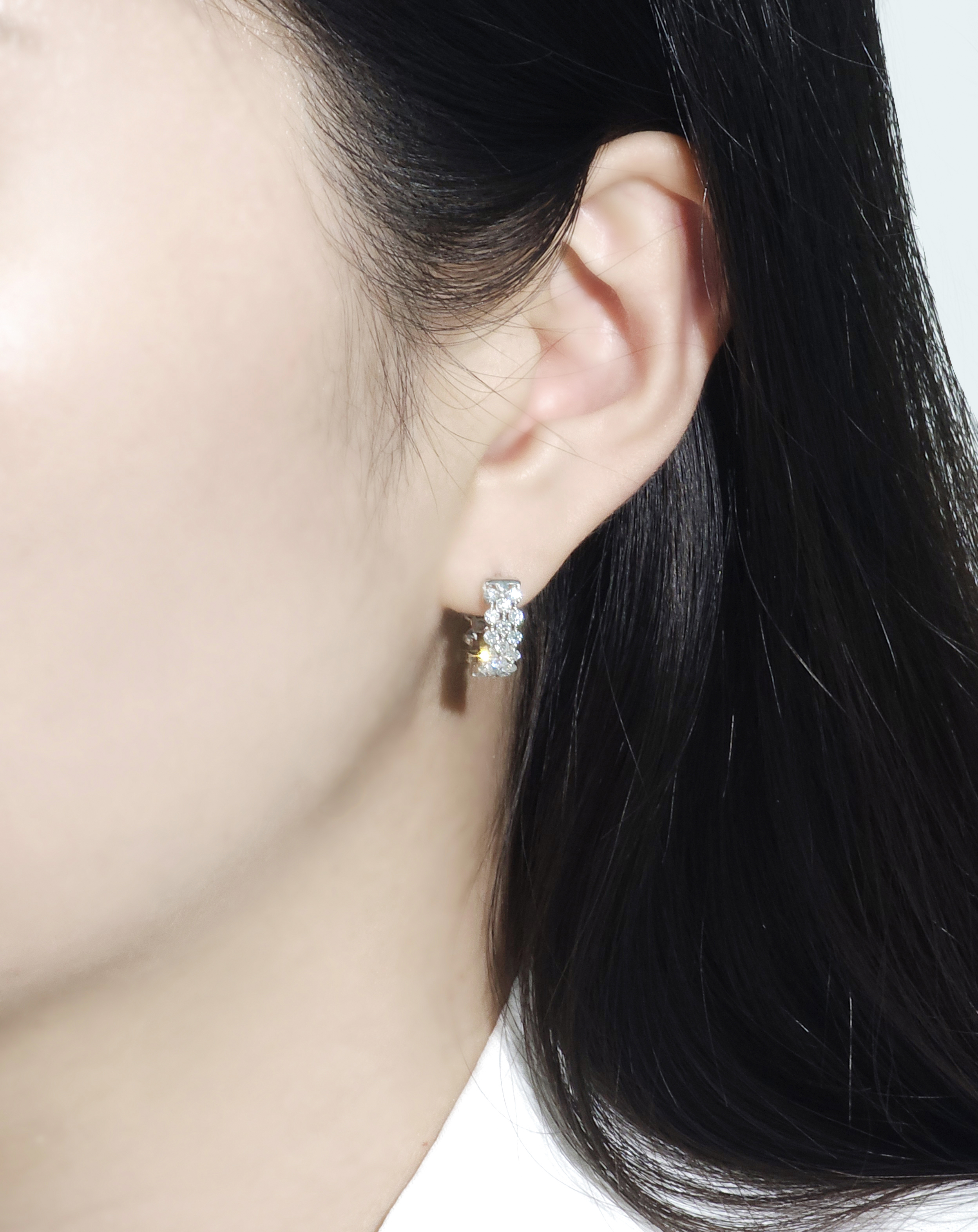 랩다이아 원터치 귀걸이 브릴리언트 랩다이아몬드 모이사나이트 14k 18k - 상세 이미지 2