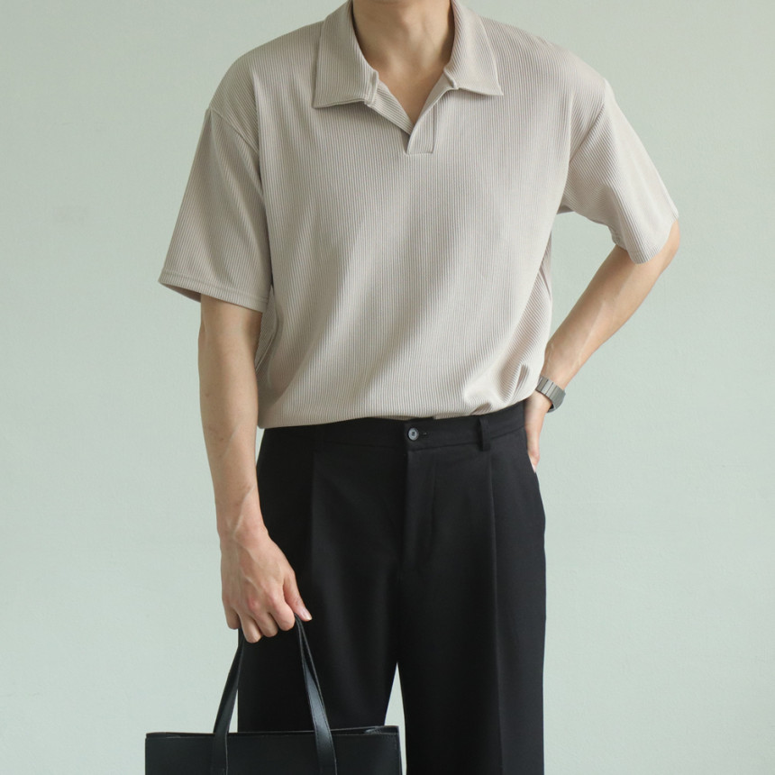 남자 반팔티 오픈 카라 피케 오버핏 남자 반팔 카리티 - 상세 이미지 5
