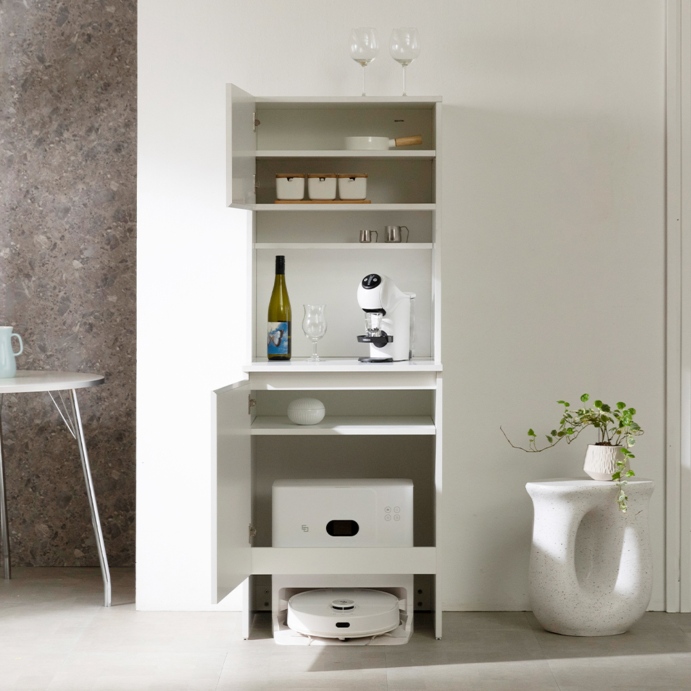 [N포인트 1만]무토 홈카페 선반 로봇청소기 수납장 로봇청소기장_800, 2단, 화이트