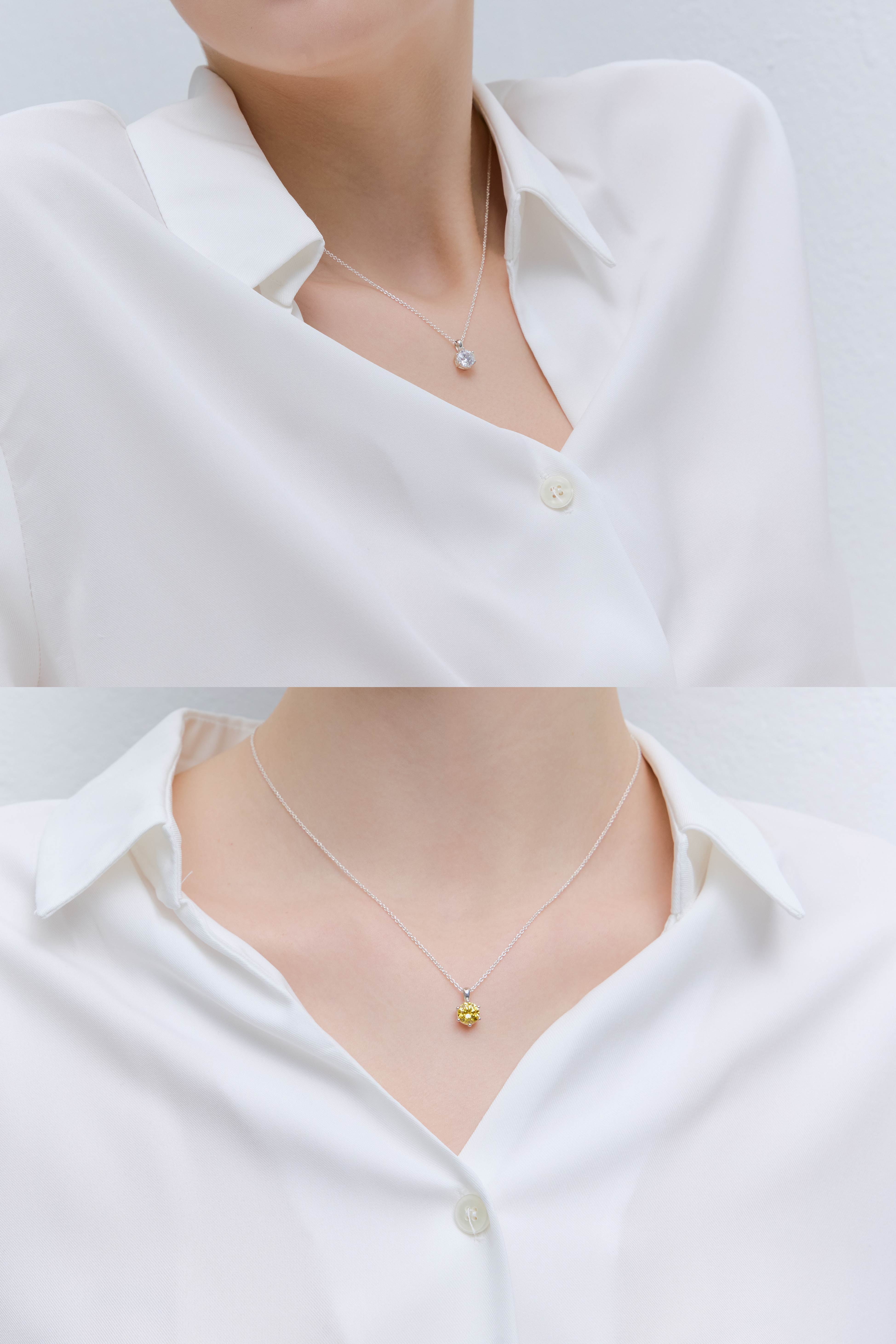 925실버 림스 에센셜 스톤 데일리 목걸이 (화이트/옐로우)