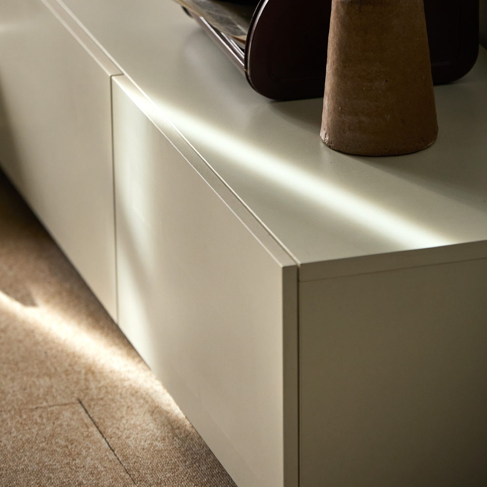 E0등급 우딕스 코펜 낮은거실장 슬림거실장 A타입 2000x415x330mm, 아이보리