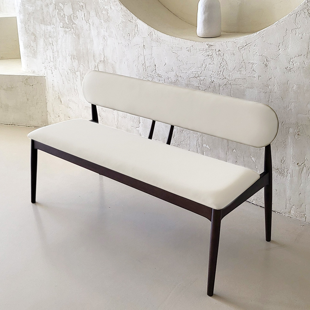 스코나 마르시 원목 실리콘레더 가죽 2인 등받이 벤치 의자