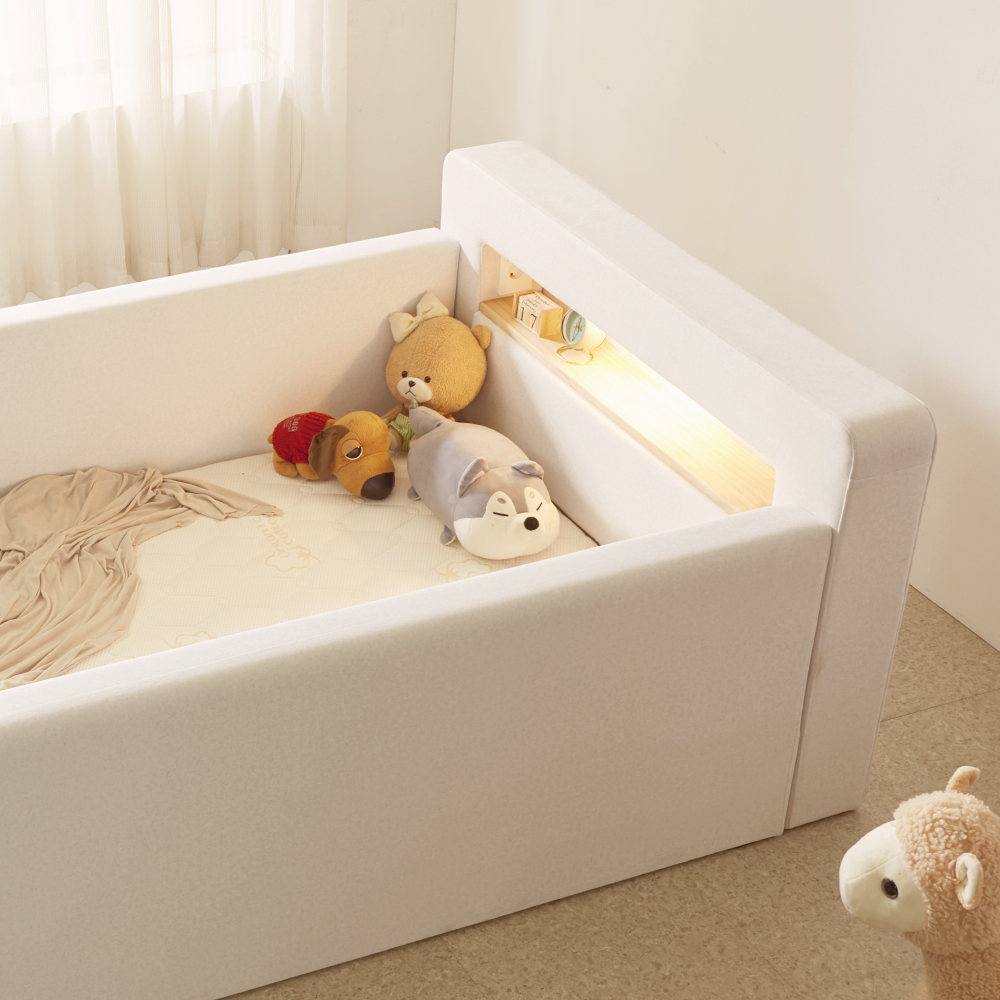 페라모 코코 데이베드 친환경 자재 패브릭 조명 저상형 아기 SS 침대 프레임 안전가드 3개