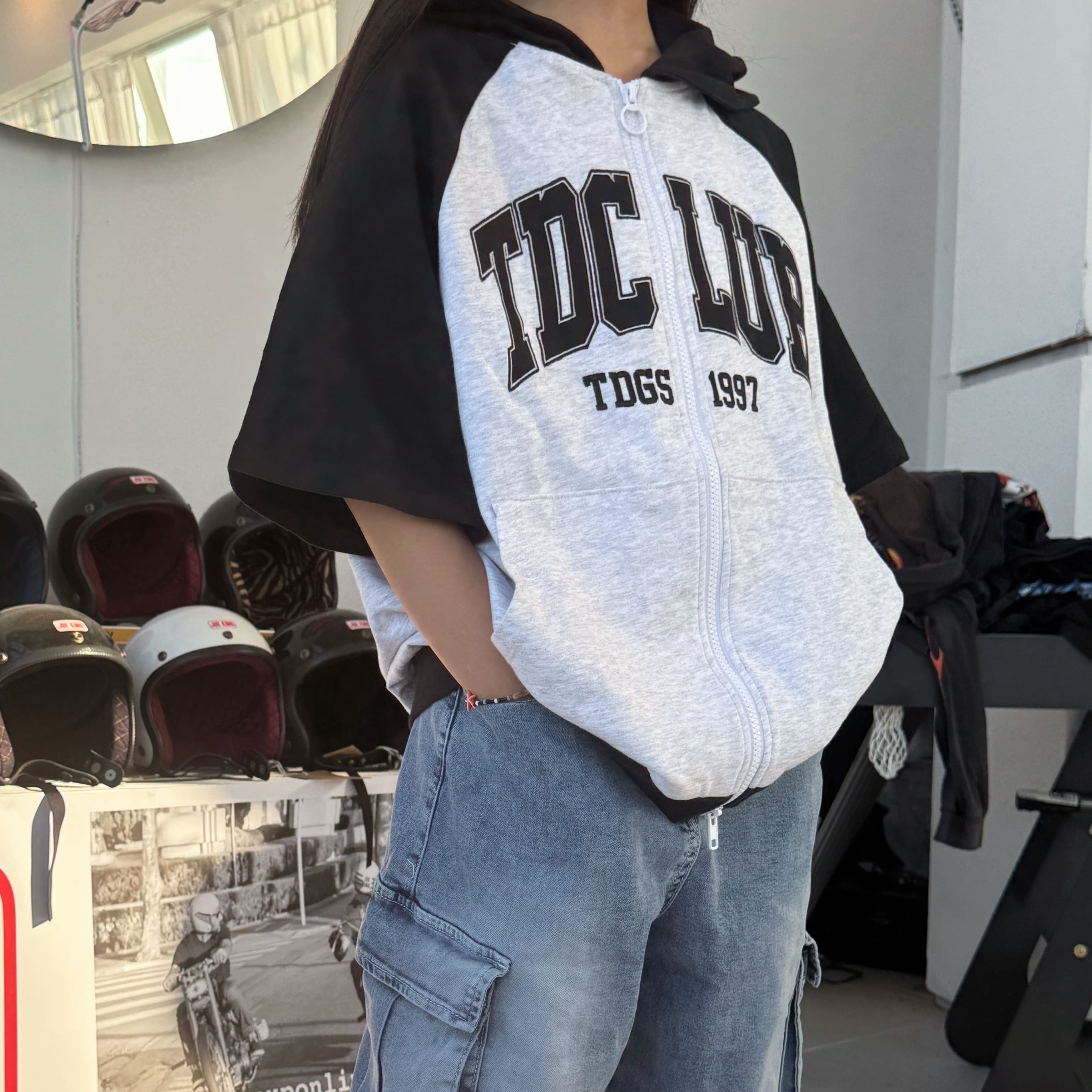 더데이걸 레글런 반팔 후드 집업 TGJM25501 - 상세 이미지 4