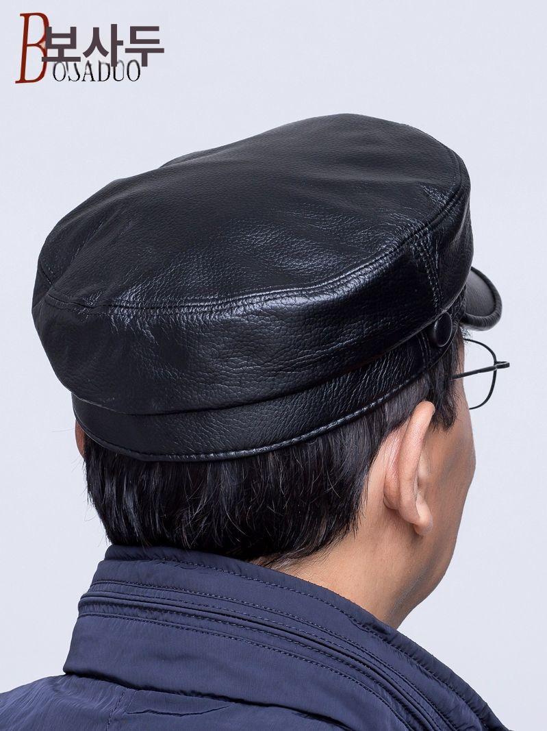 가죽 베레모 마도로스 플랫 패션캡 가죽모자 가죽캡 블랙-스타일 1 M 55-56cm 조절 가능 - 상세 이미지 5