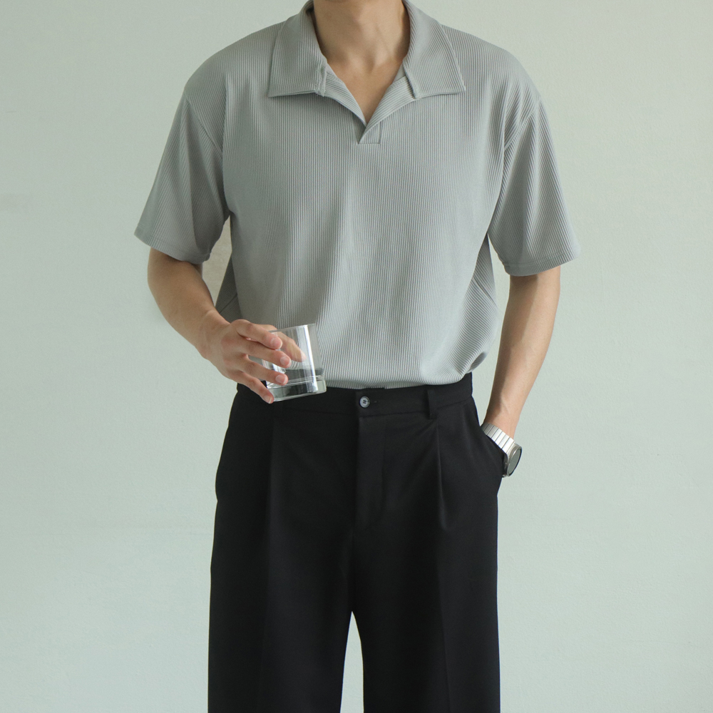 남자 반팔티 오픈 카라 피케 오버핏 남자 반팔 카리티 - 상세 이미지 4