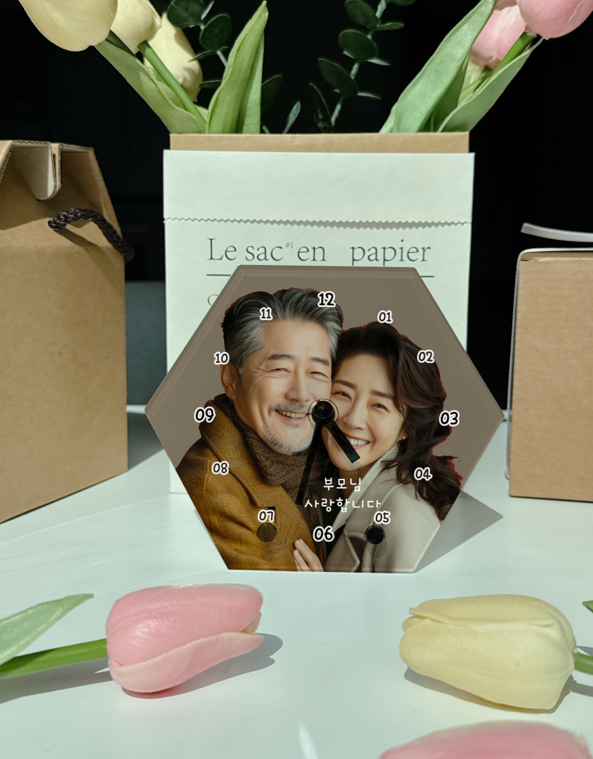 포토 탁상 시계 아크릴 액자 어버이날선물 포토 감사패 부모님 결혼 돌잔치 답례품 주문제작 이미지 7