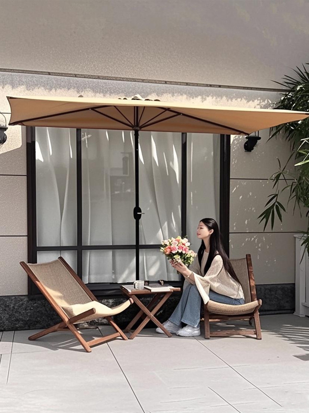 자외선차단 감성 대형사각 야외 테라스 카페파라솔 하프파라솔