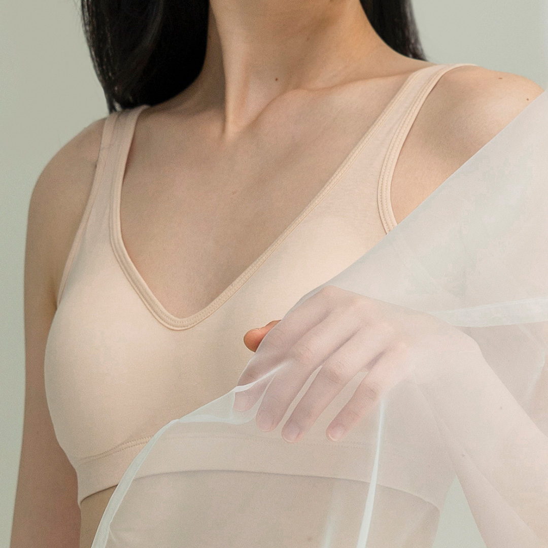 싸이클린 브라렛 오가닉 스킨 60수 순면 일체형 볼륨패드 새가슴브라 무형광 제품 이미지