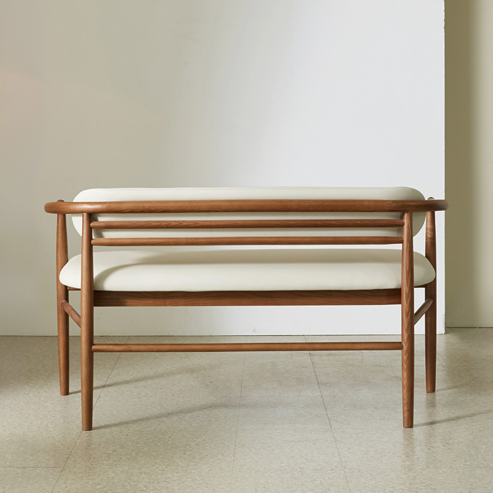 스코나 아벨스 애쉬 원목 실리콘레더 가죽 2인 등받이 벤치 의자