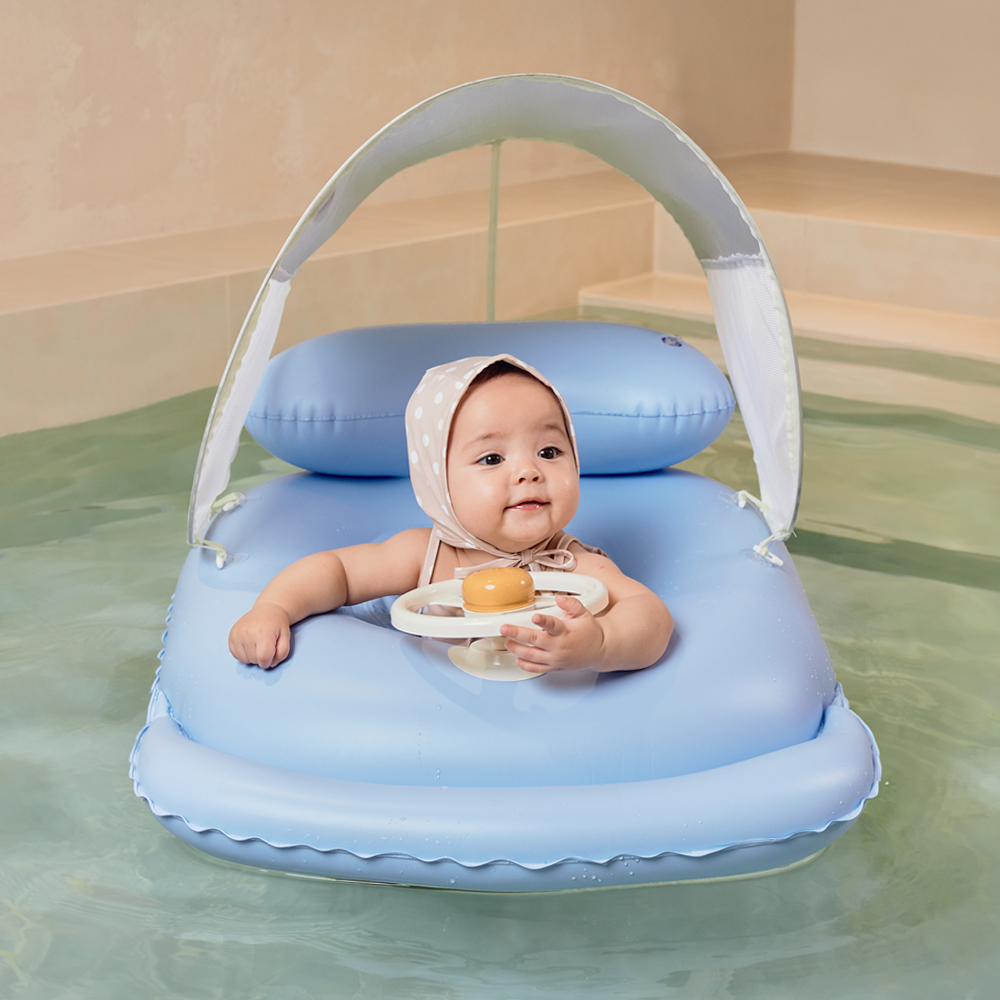 스윔어바웃 그늘막 자동차 보행기튜브 아기 유아 감성 쿠션 핸들 물놀이 튜브