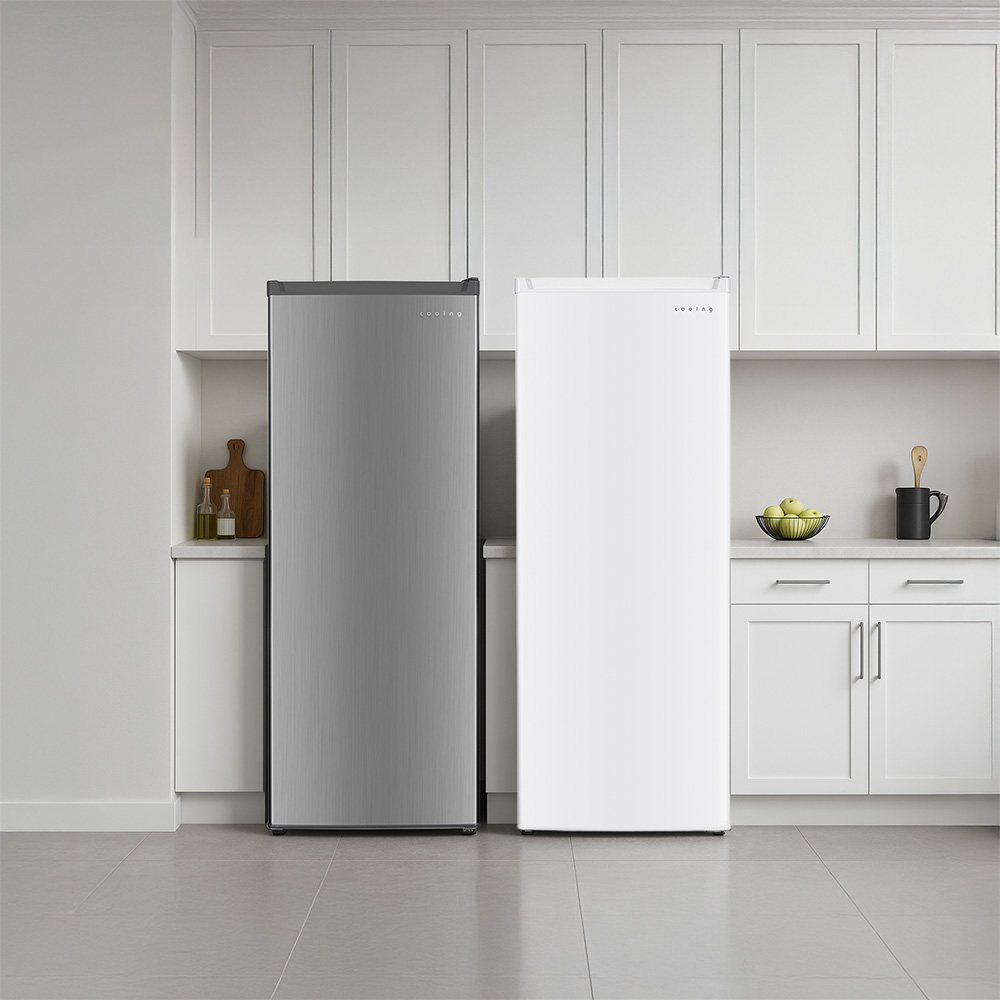 쿠잉 스탠드 냉동고 FR-S18 서랍형 소형 미니 가정용 원룸 음쓰 실버