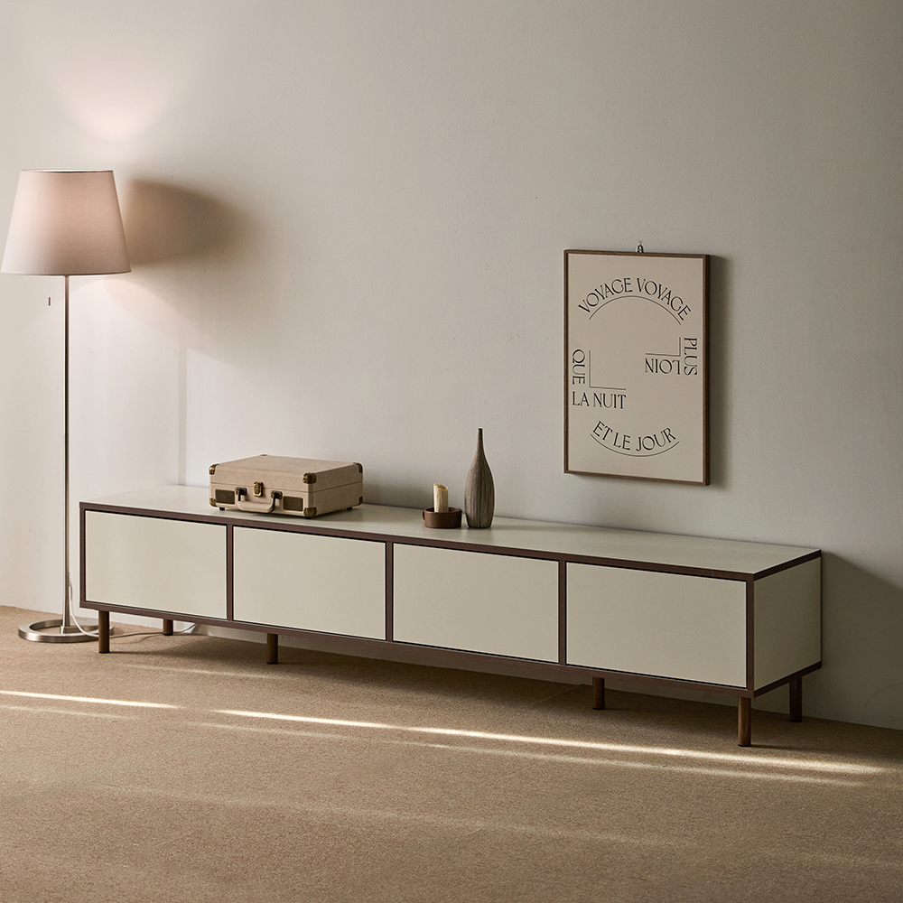 E0등급 보흐 낮은거실장 티비다이 2100x400x430mm, 월넛