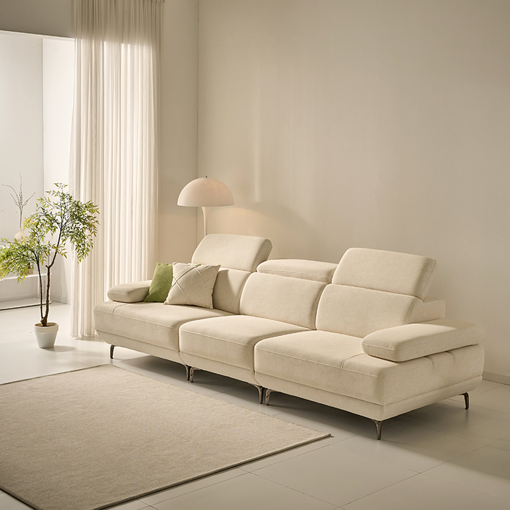 세인트블랑 퓨어케어 이지클린 패브릭 모듈형 스윙소파 sk 스툴미포함, 아이보리, 4인용