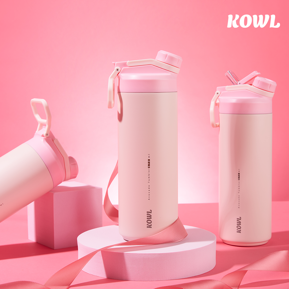 코울 아보카도 듀얼 스파우트 빨대 손잡이 휴대용 진공 보온보냉 텀블러 570ml - 상품 이미지