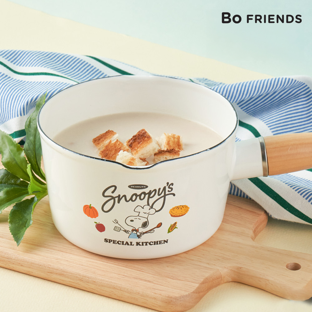 [보프렌즈] 스누피 편수 법랑냄비 800ml 법랑 라면 밀크팬 냄비 소스 이유식 라면