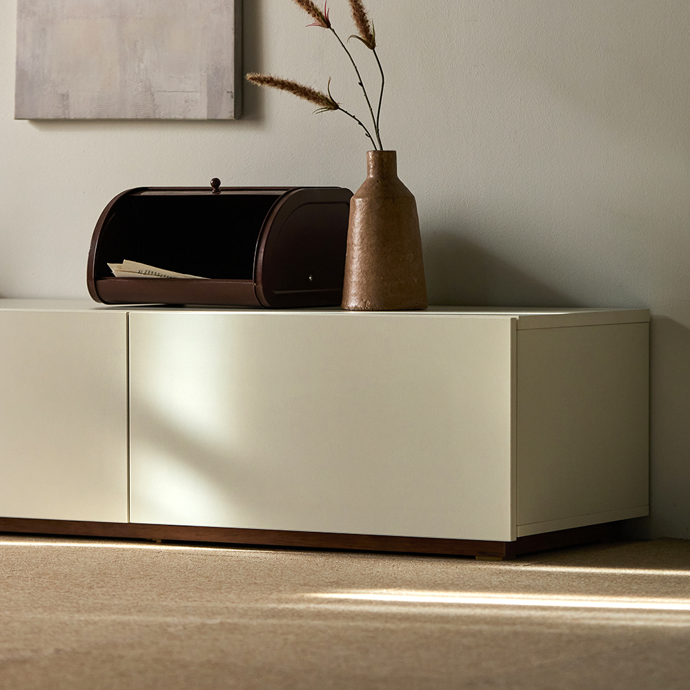 E0등급 우딕스 코펜 낮은거실장 슬림거실장 A타입 2000x415x330mm, 아이보리